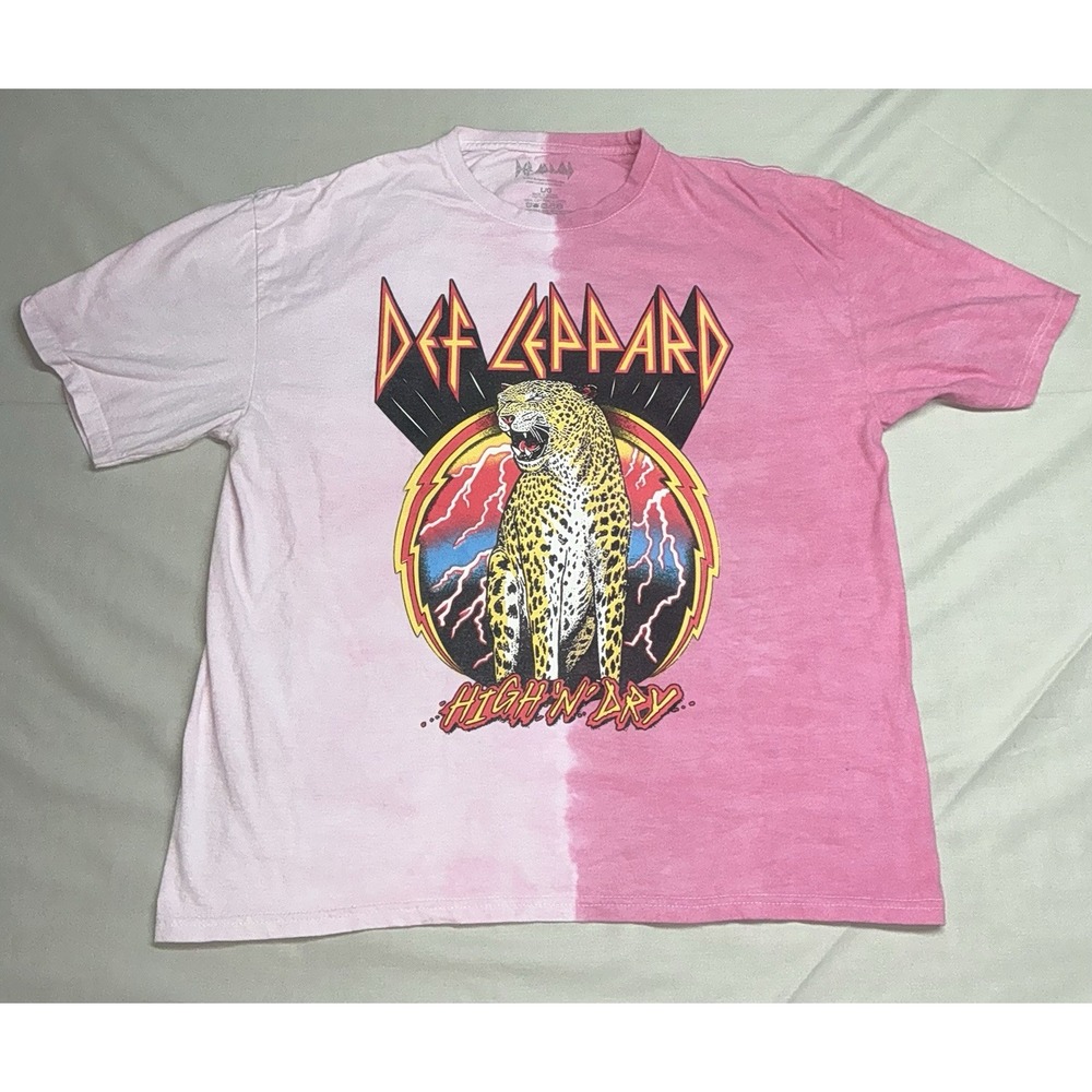 Pink & Light Pink Def Leppard Nostalgic Oversized T-Shirts Sz Large